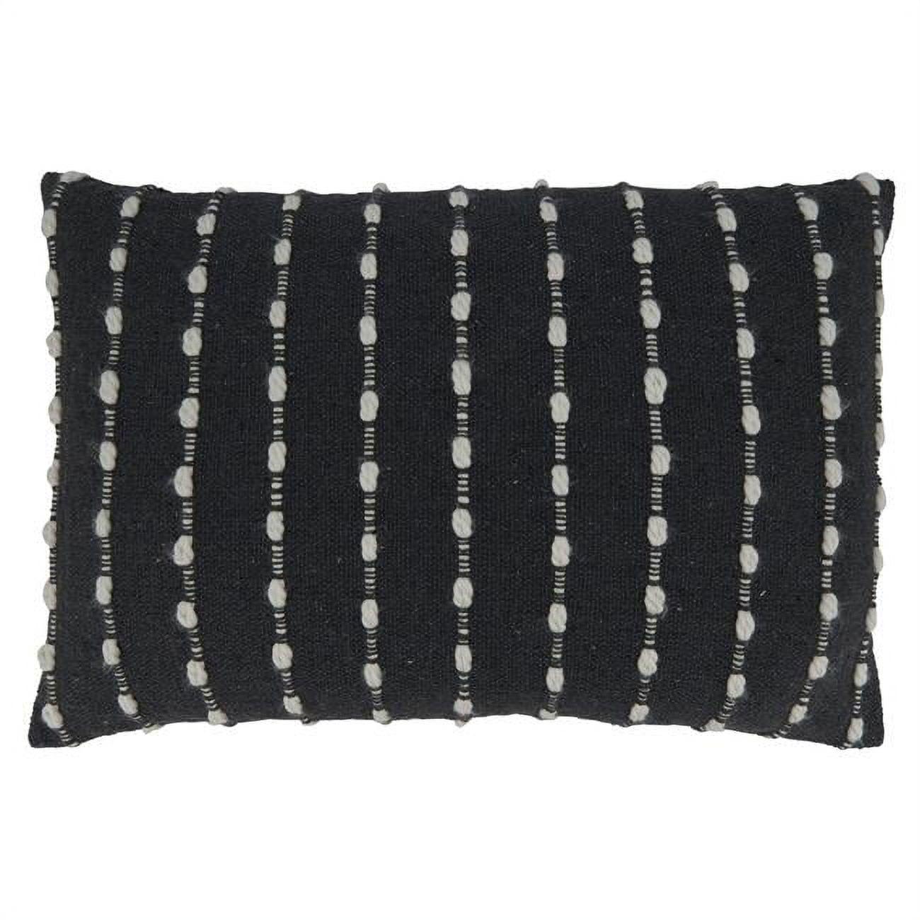 Black and White Chunky Striped Rectangular Throw Pillow