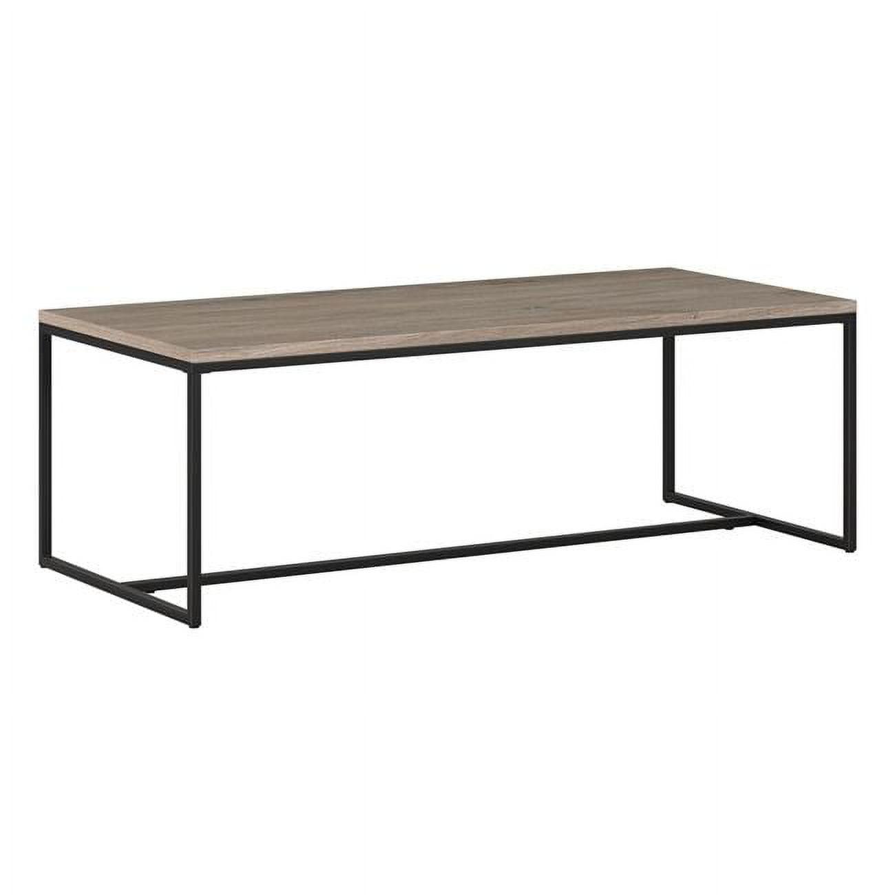 Antiqued Gray Oak and Bronze Metal Rectangular Coffee Table