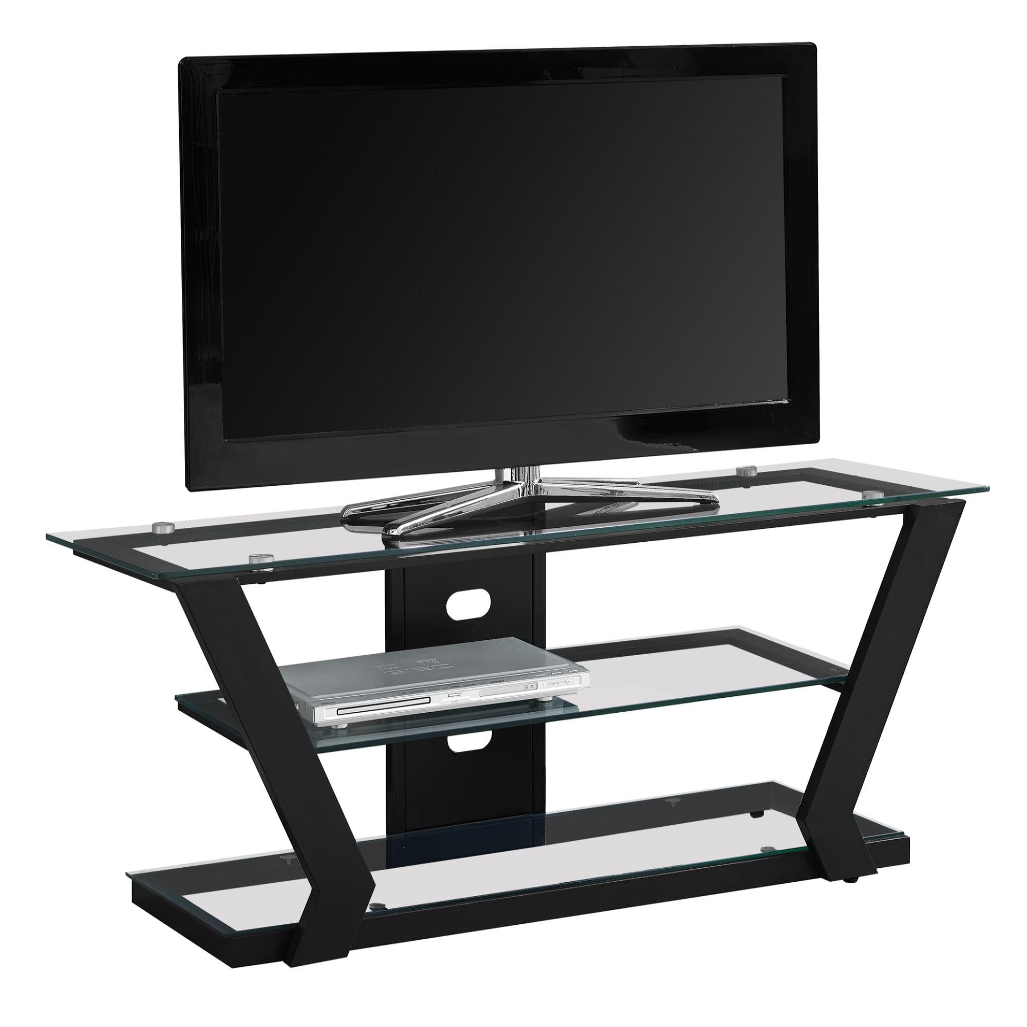 Contemporary 48" Black Tempered Glass & Metal TV Stand