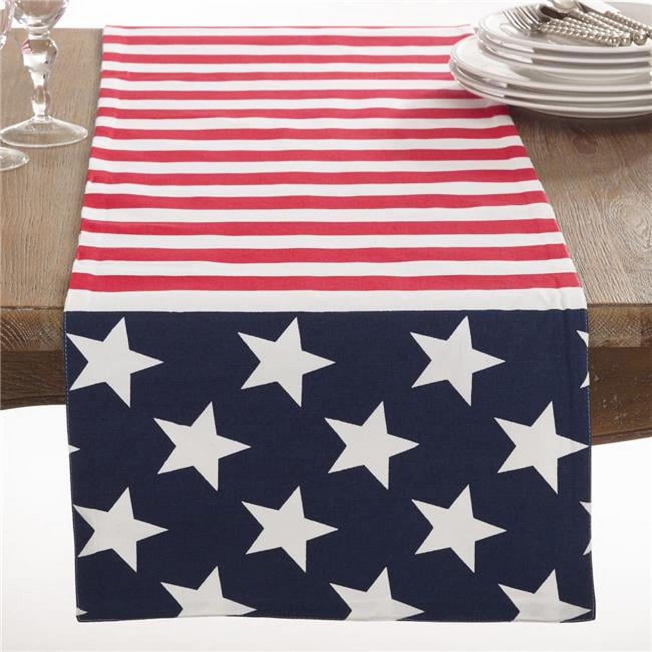 Saro Lifestyle Cotton Table Runner With American Flag Design, Multi, 16" x 54"