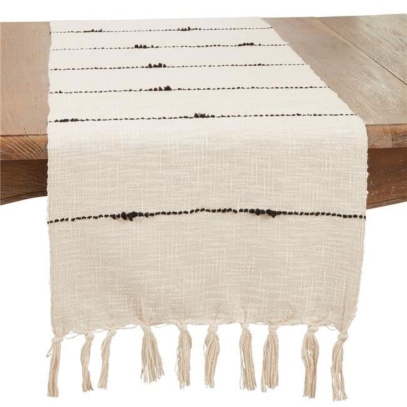 Boho Chic Striped Woven Cotton Polyester Table Runner