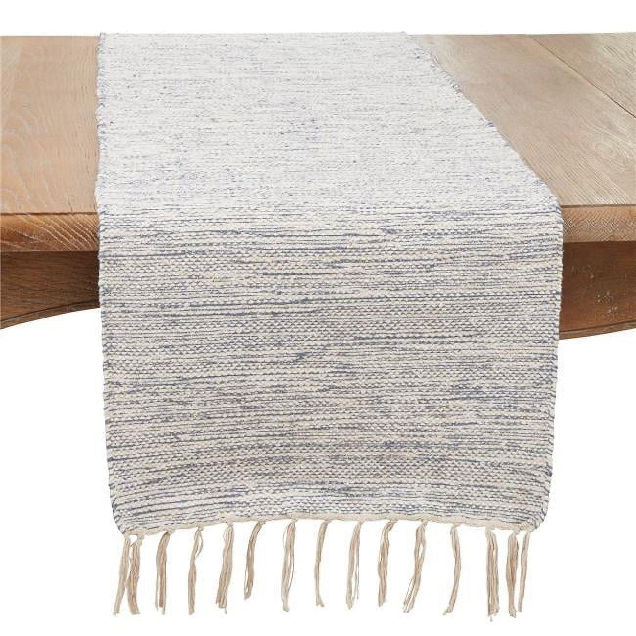 Saro Lifestyle Boho Handloom Table Runner with Tassel Accents, 16"x72", Blue