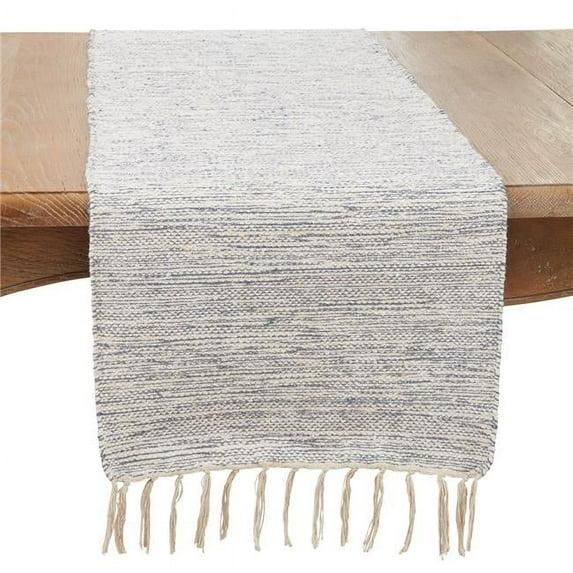 Saro Lifestyle Boho Handloom Table Runner with Tassel Accents, 16"x72", Blue