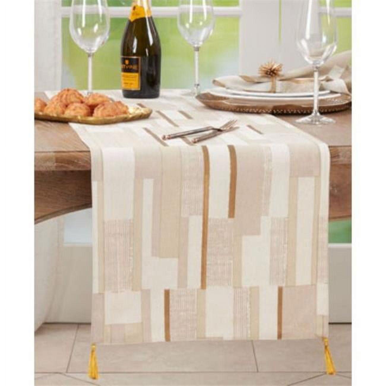 Saro Lifestyle Geometric Print Table Runner With Foil Design, Gold, 16" x 72"