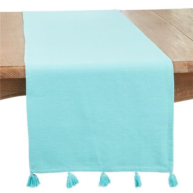 Saro Minimalist Luxe Tassel Table Runner