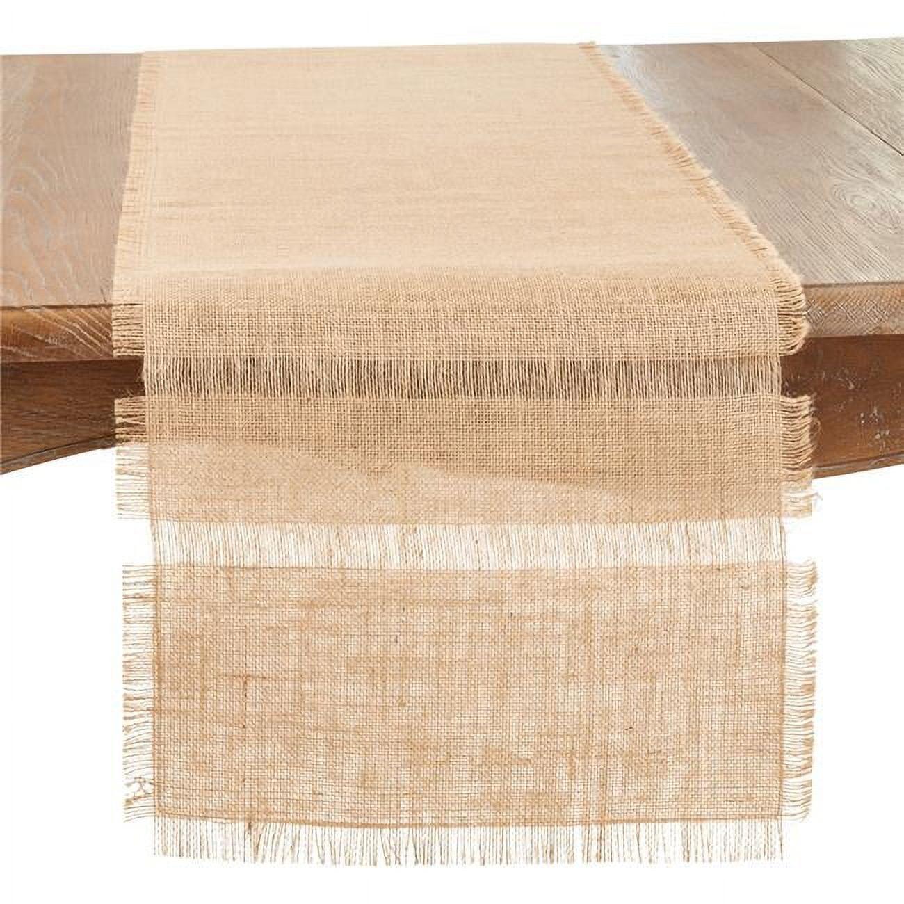 Natural Jute Chindi Table Runner with Tasseled Edges