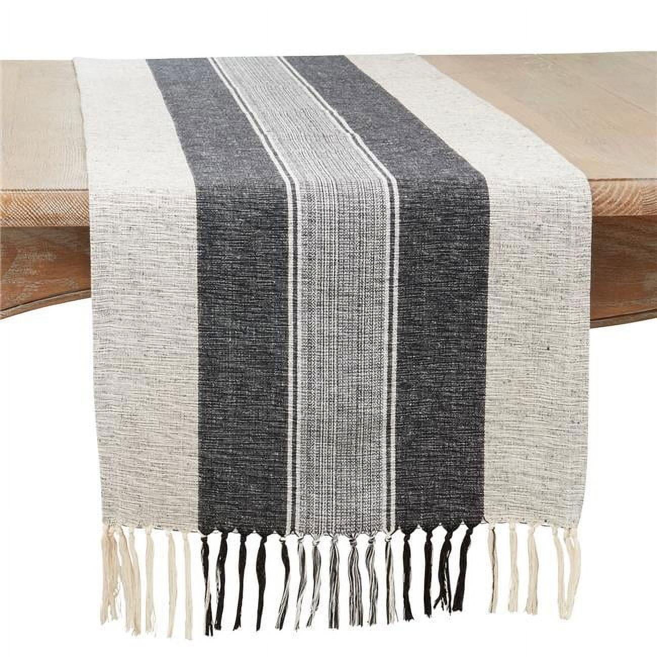 Saro Lifestyle Cotton Table Runner With Casual Striped Design