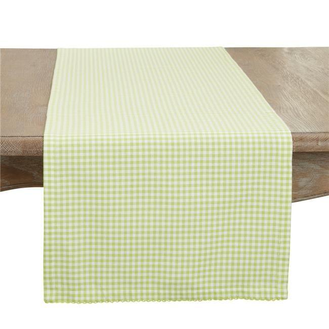 Saro Lifestyle Traditional Gingham Table Runner, Green, 16"x72"