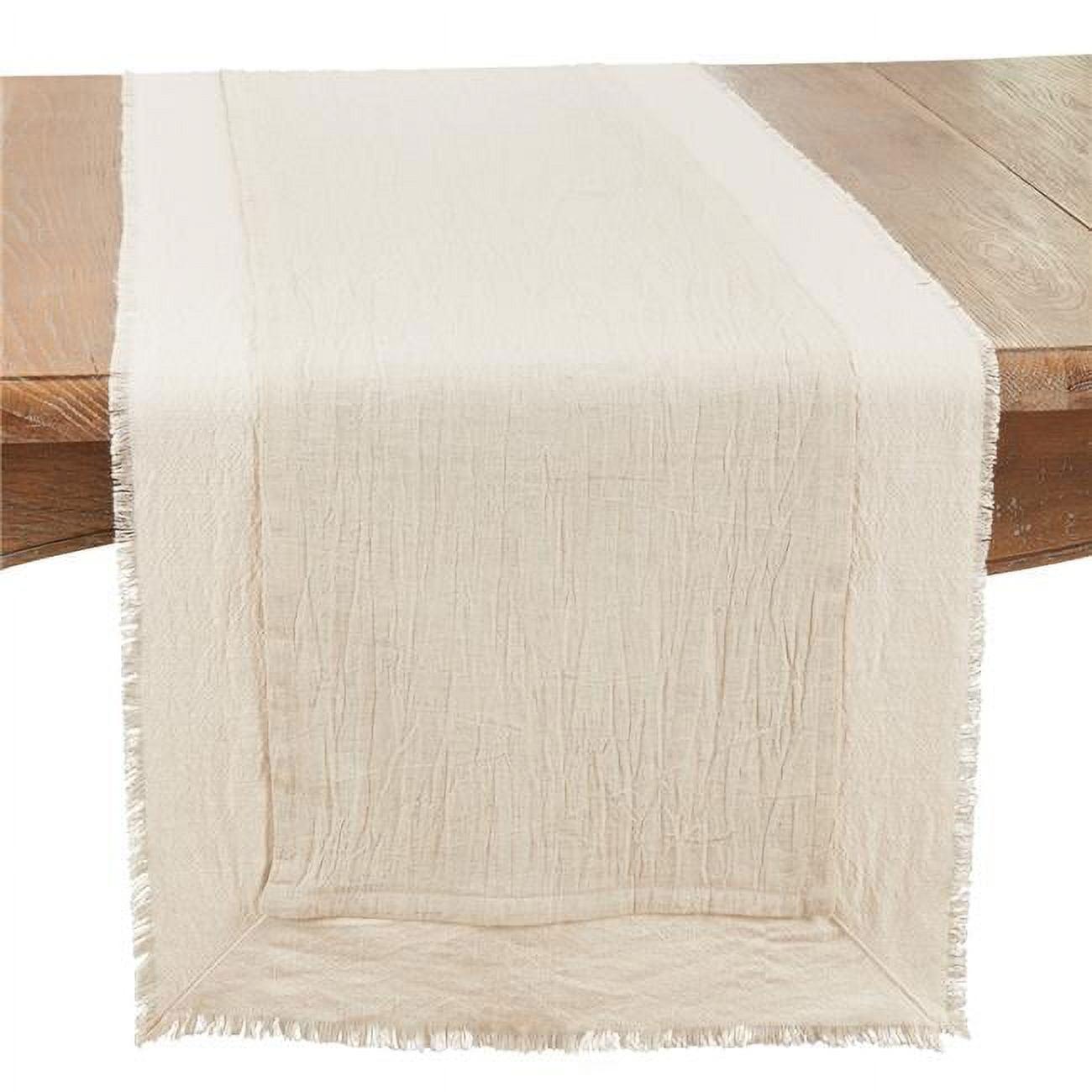 Natural Two-Tone Polyester Table Runner with Tassels