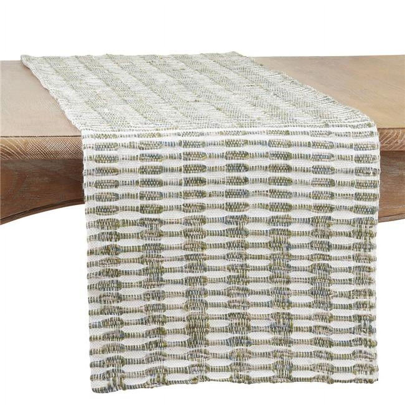Saro Lifestyle Woven Line Runner, Green, 16" x 72"