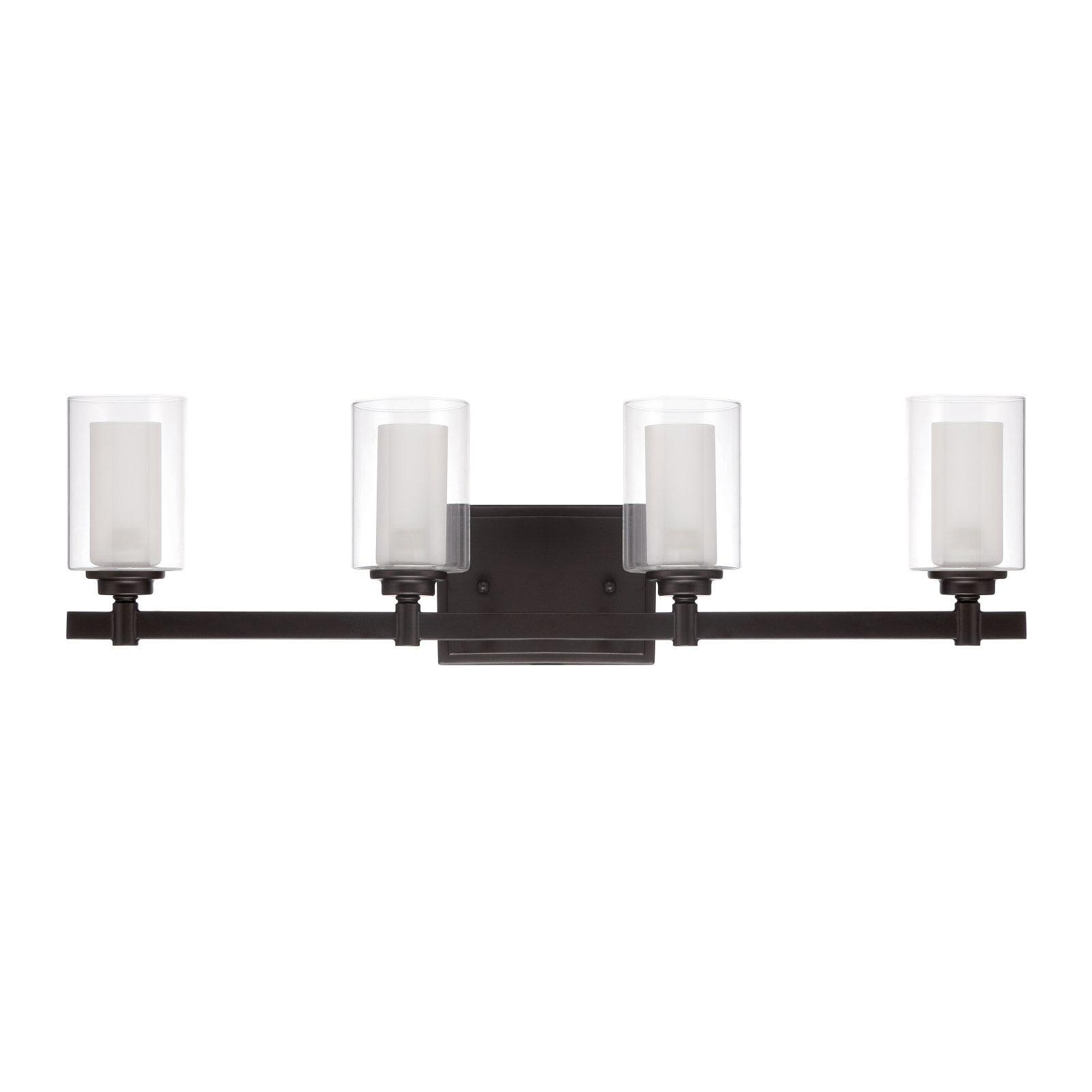 Espresso Modern 26.75" Vanity Light with Clear Glass Shades