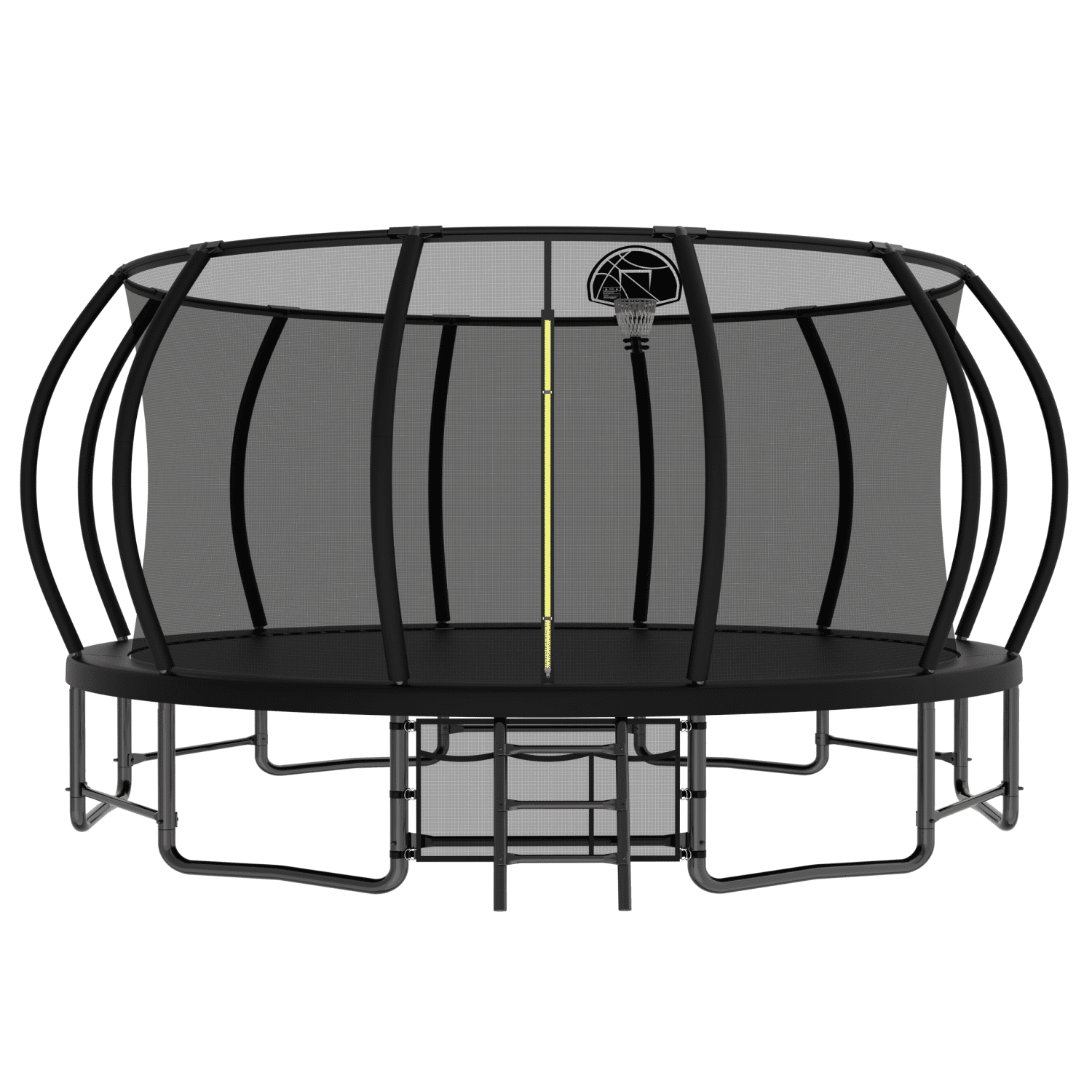 16FT Black Heavy-Duty Outdoor Trampoline with Safety Net