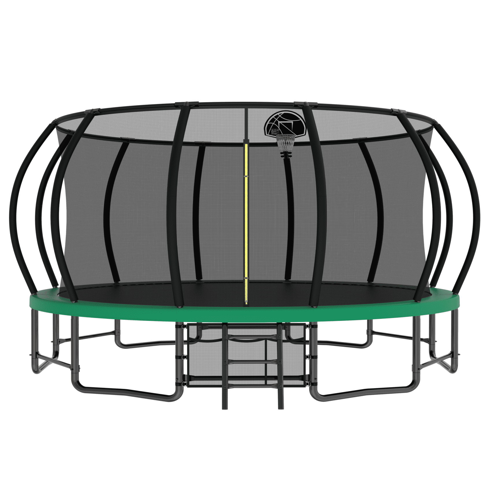 16FT Green Round Trampoline with Enclosure Net and Ladder