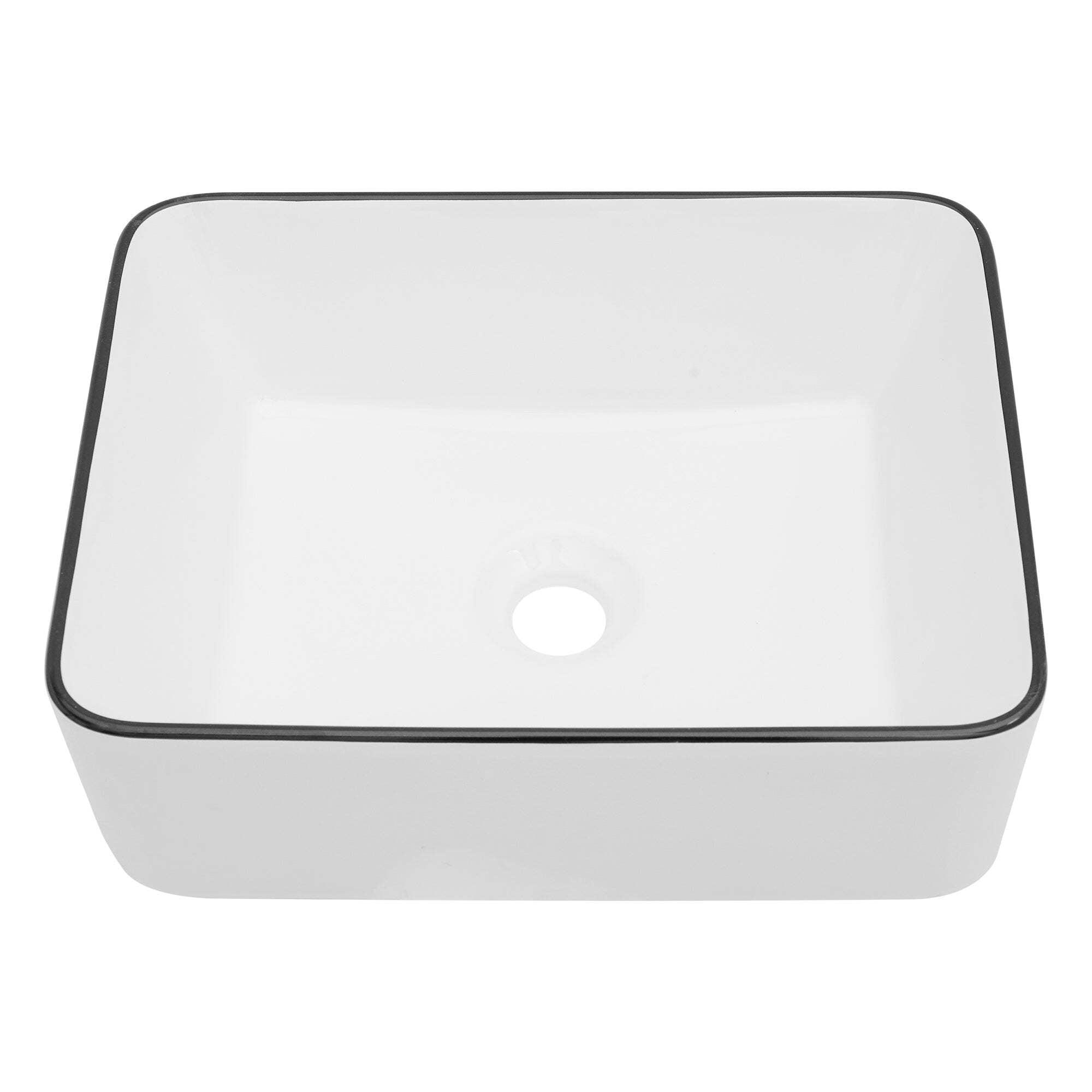 16x12 Inch White Ceramic Rectangular Vessel Bathroom Sink