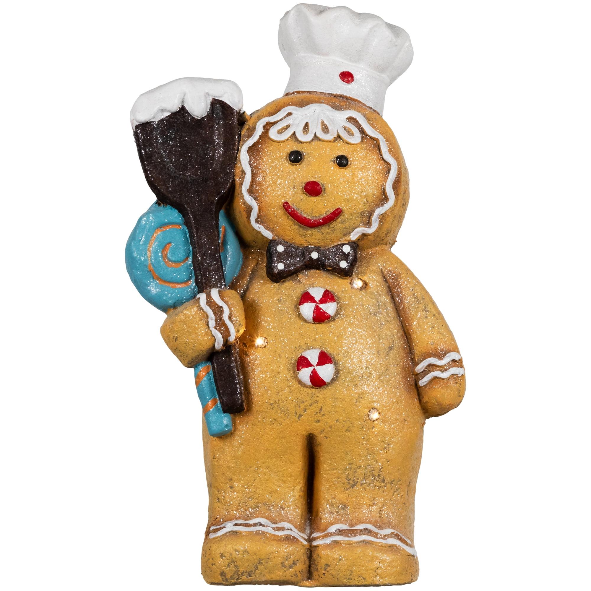 Northlight LED Lighted Glittered Gingerbread Snowman Chef Christmas Figure - 17.5"