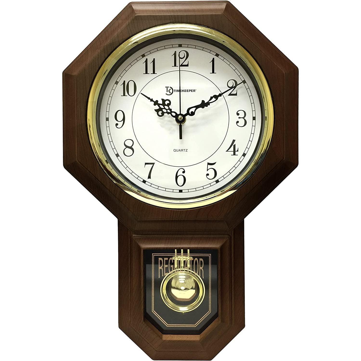 Walnut Hexagonal Pendulum Wall Clock with Westminster Chime