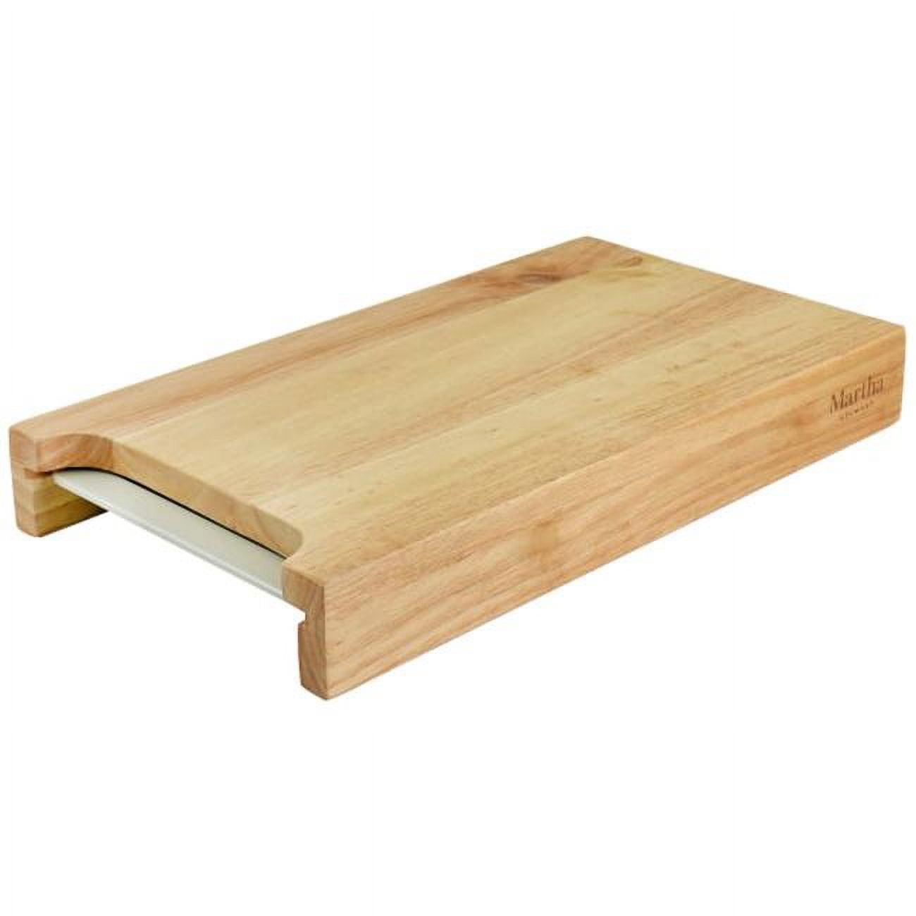 17.7 Inch Rubber Wood Cutting Board with Melamine Tray