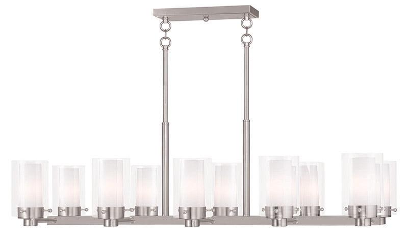 Brushed Nickel 10-Light Wagon Wheel Chandelier with Glass Shades