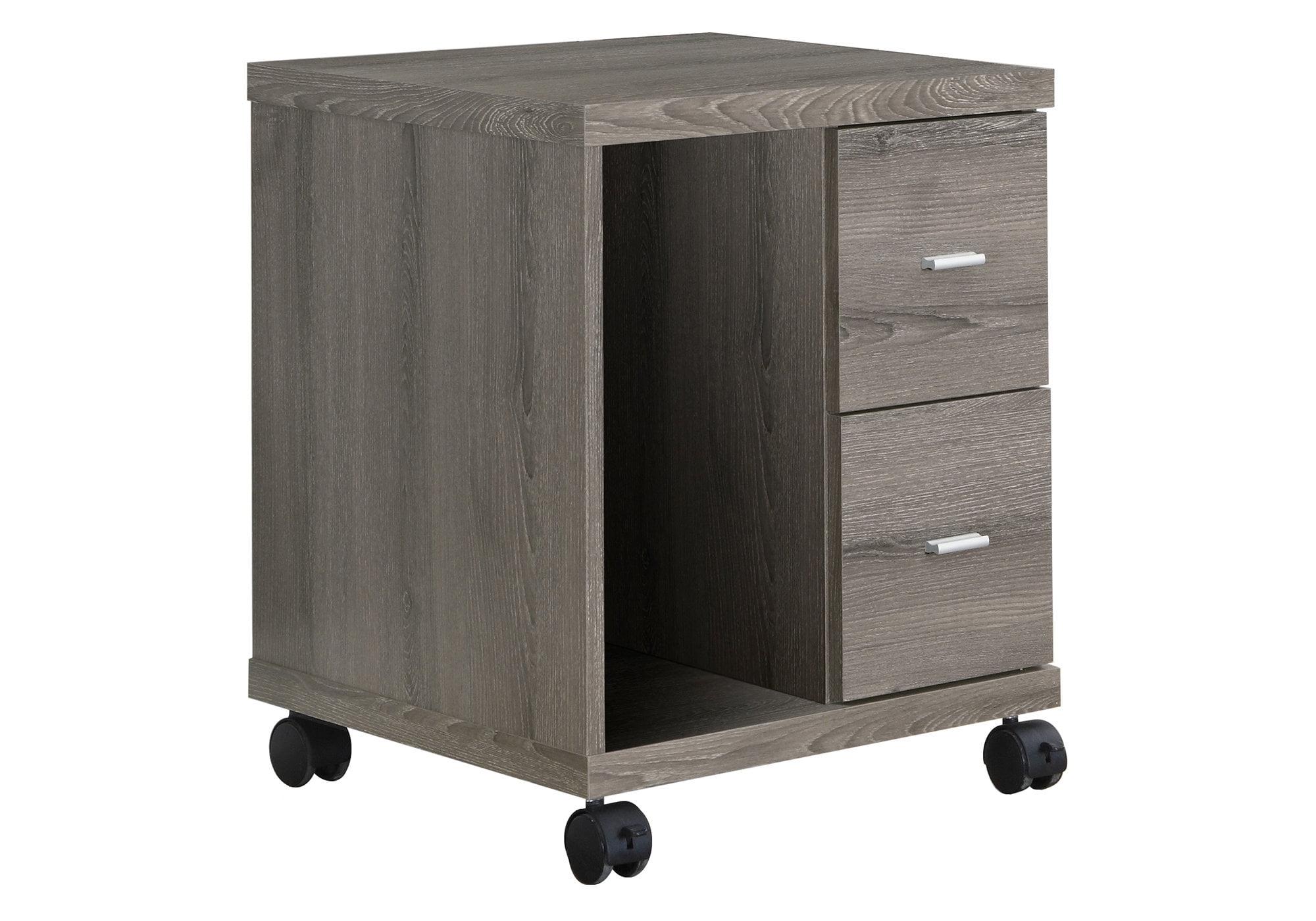 Modern Dark Taupe 17.75'' Mobile Office Cabinet with 2 Drawers