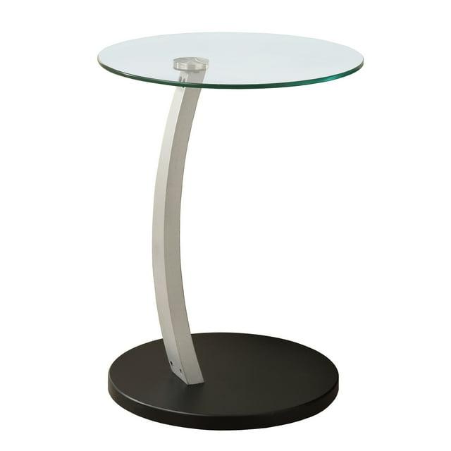 17.75" x 17.75" x 24" BlackSilver Particle Board Tempered Glass Accent Table