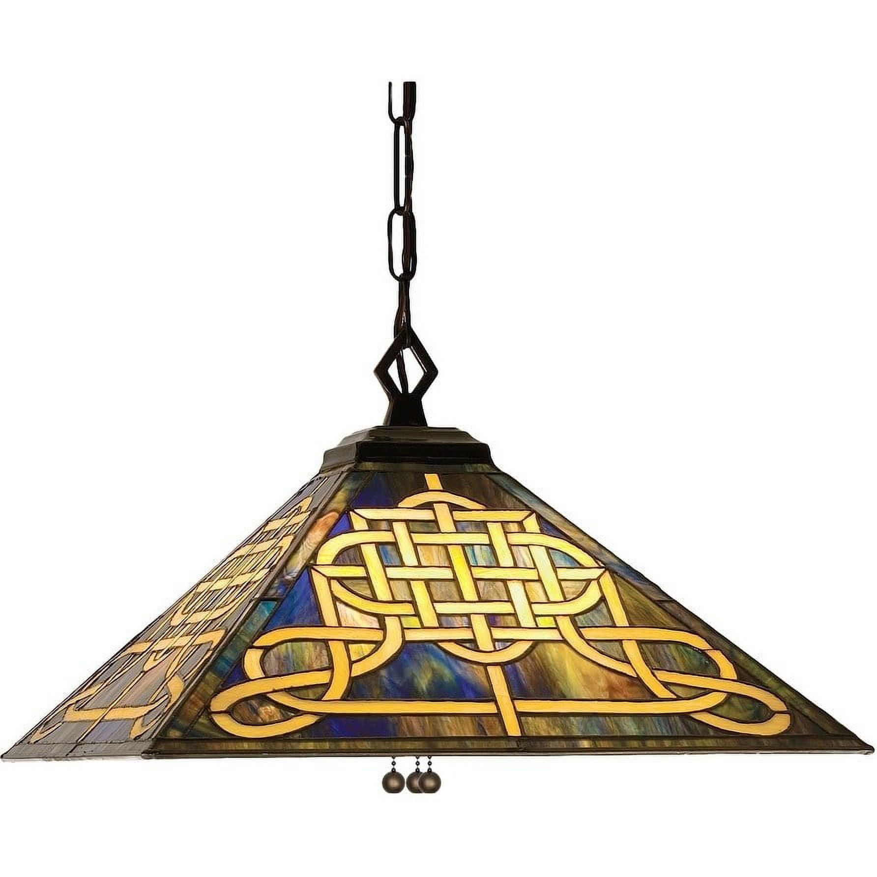 17" Mahogany Bronze Stained Glass Pendant Light