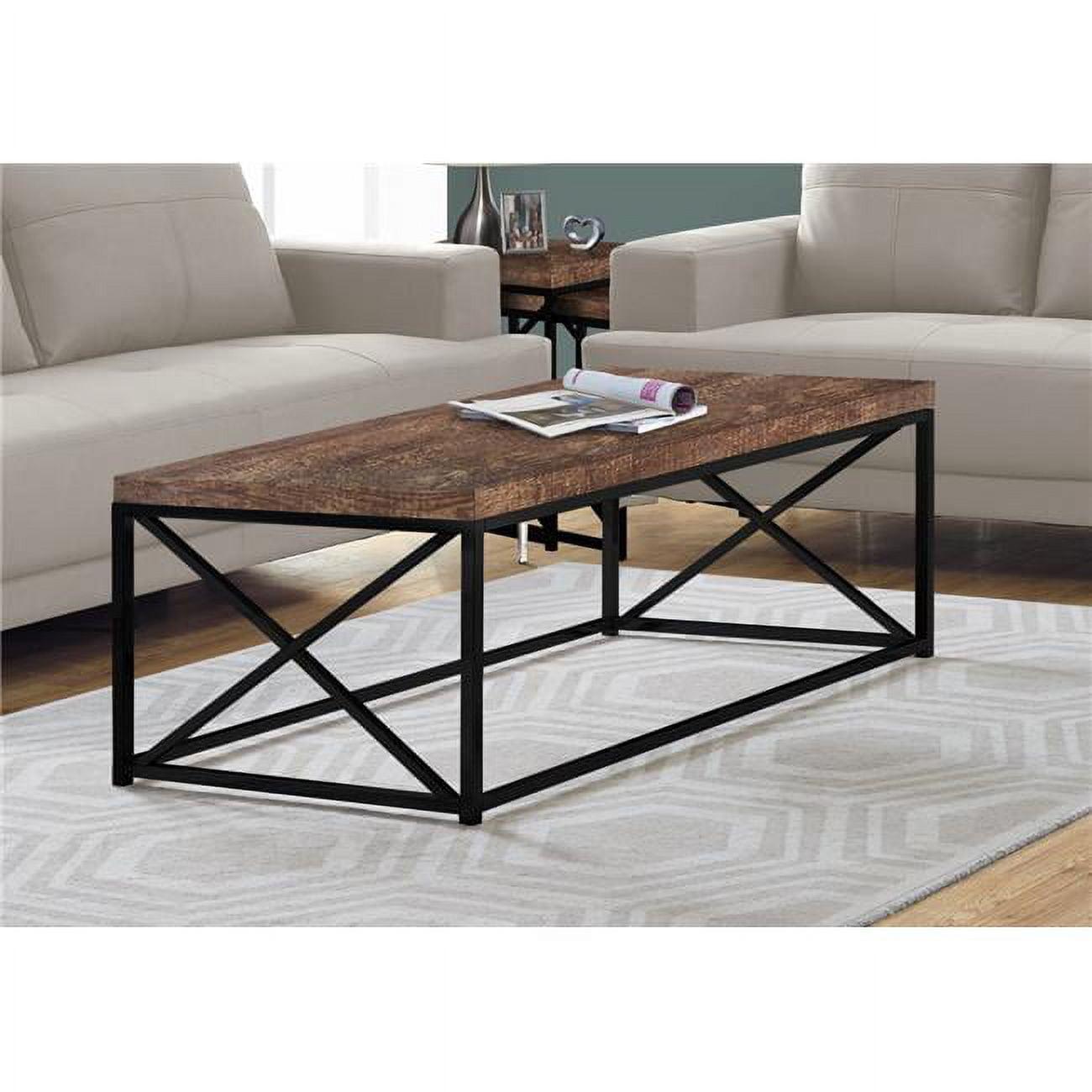 Chic Reclaimed 44" Wood & Black Metal Industrial Coffee Table