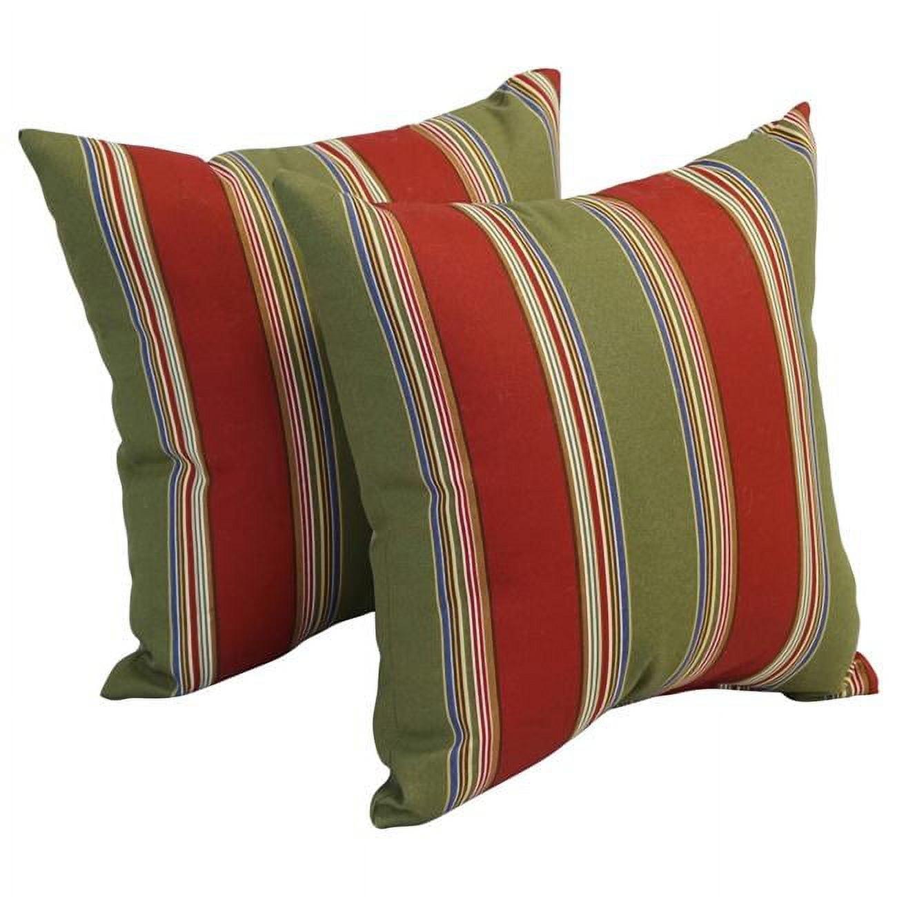 Set of 4 Striped Square Outdoor Polyester Throw Pillows