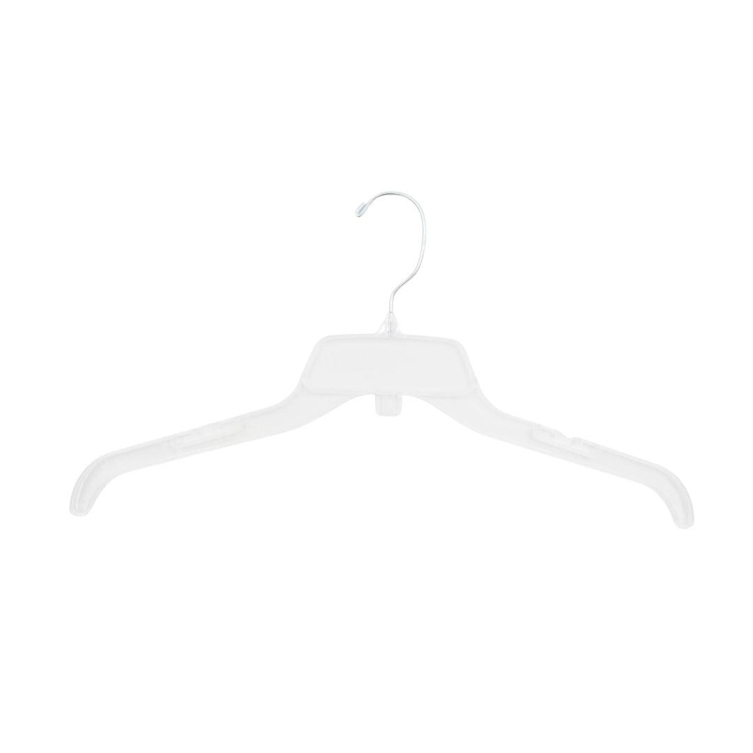 17'' Clear Break-Resistant Plastic Dress Hangers with Metal Hooks