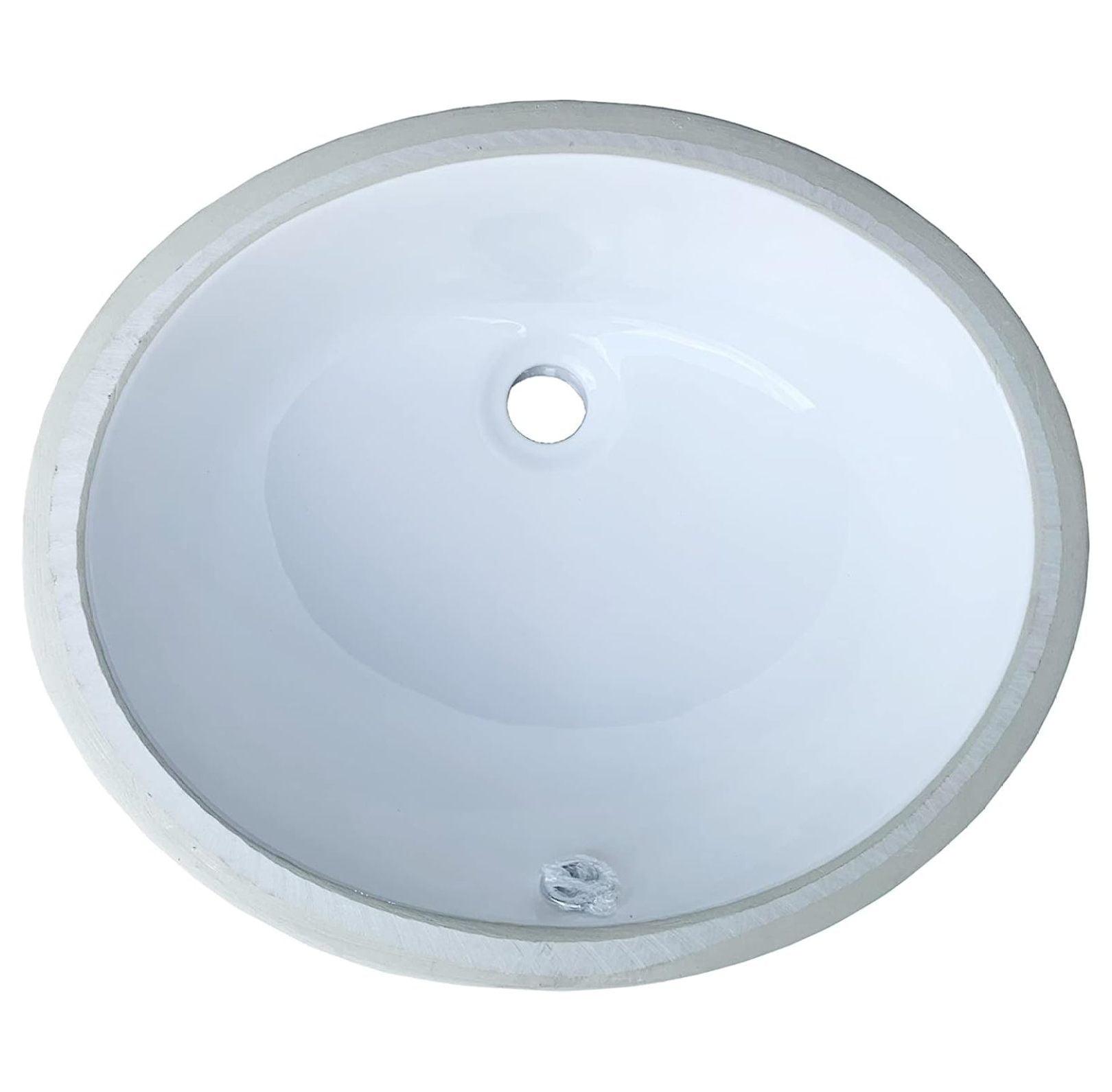 17-Inch White Ceramic Oval Undermount Bathroom Sink