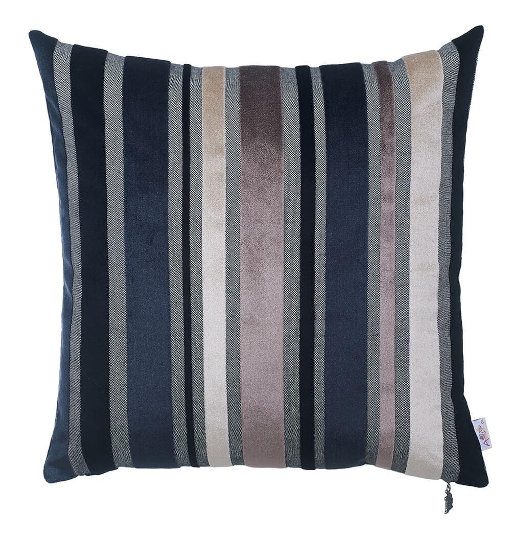 Set of 2 Black and Gray Striped Pillow Covers