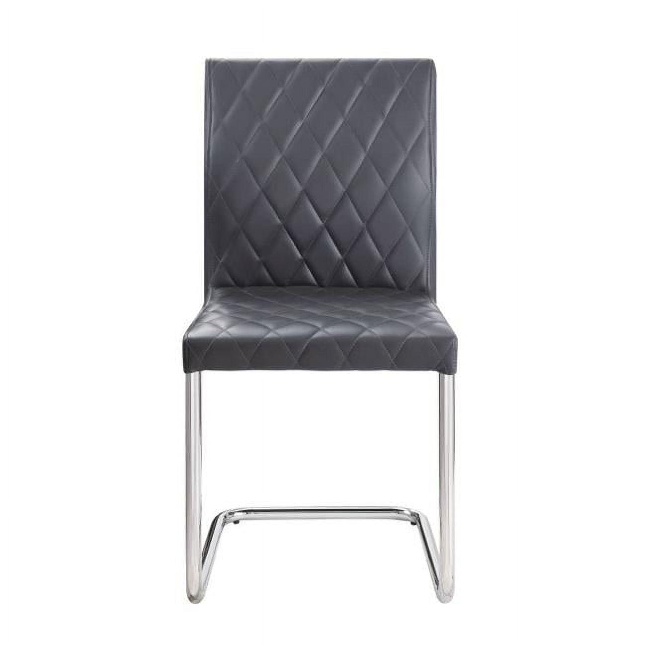 Gray Upholstered Metal Side Chair with High Back