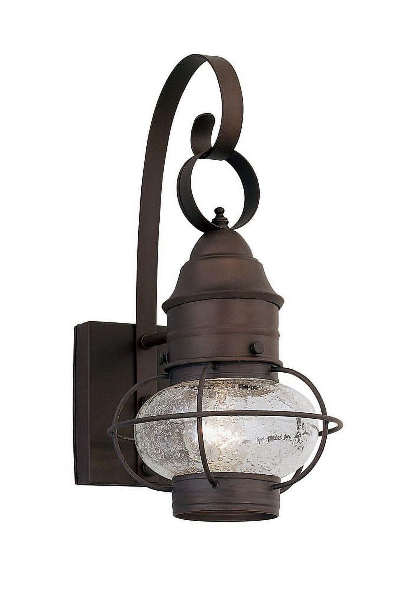 Nantucket Rustic Wall Lantern Sconce - Outdoor Lighting Fixture With Clear Seedy Glass, Durable Steel Construction, And Easy Installation
