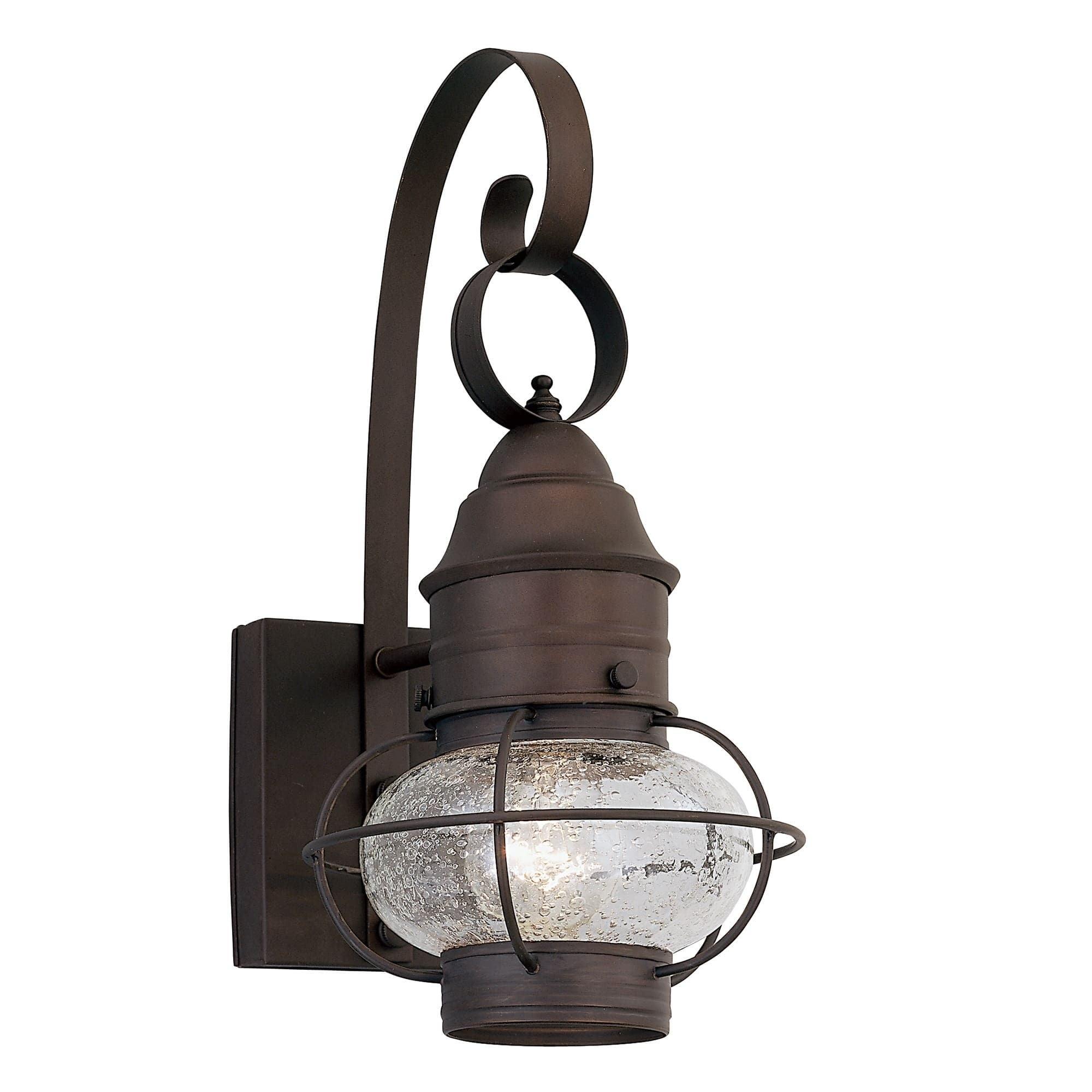 Nantucket Rustic Wall Lantern Sconce - Outdoor Lighting Fixture With Clear Seedy Glass, Durable Steel Construction, And Easy Installation