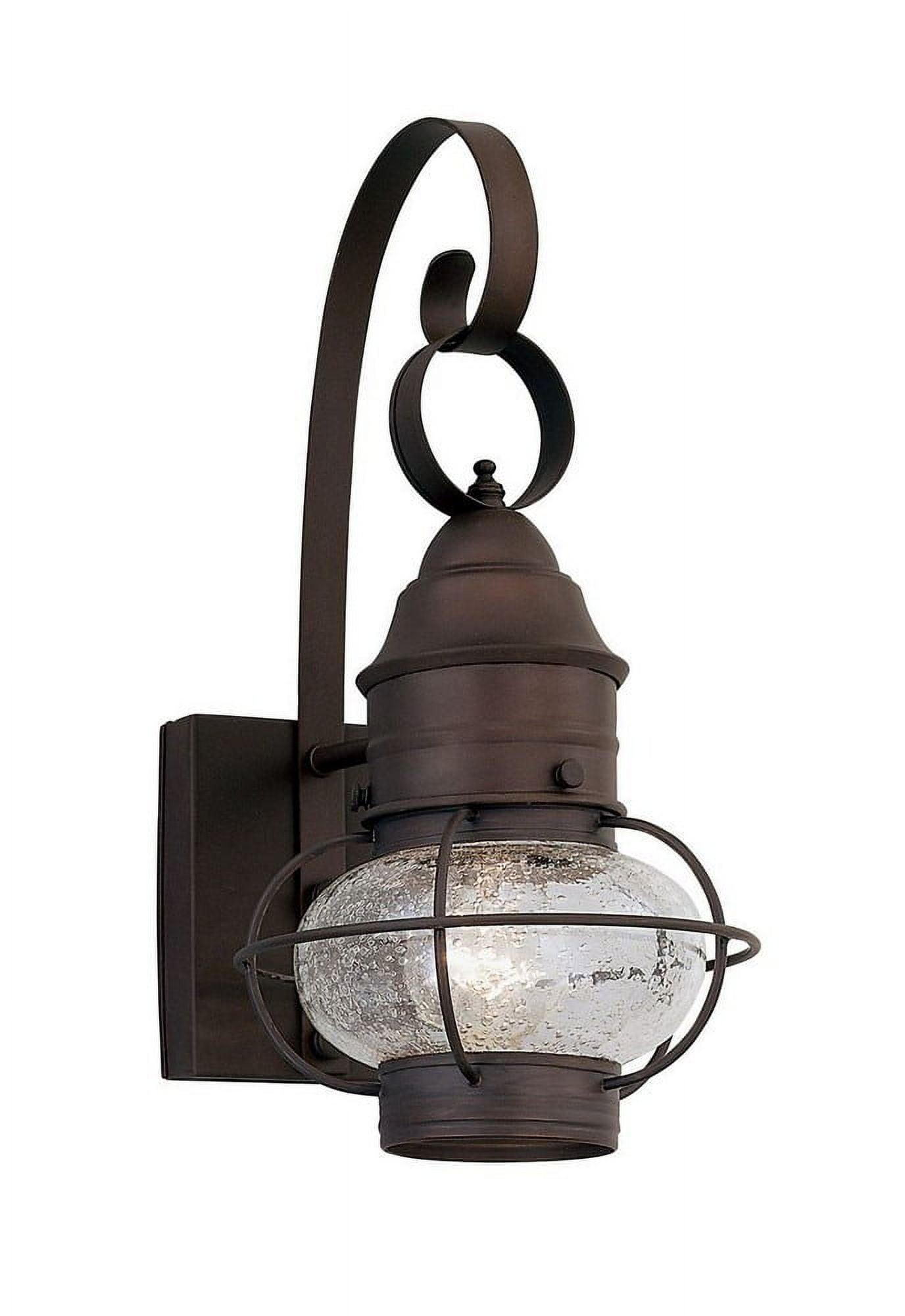 Nantucket Rustic Wall Lantern Sconce - Outdoor Lighting Fixture With Clear Seedy Glass, Durable Steel Construction, And Easy Installation