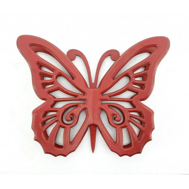 18.5" x 23" x 4" Red Rustic Butterfly Wooden  Wall Decor