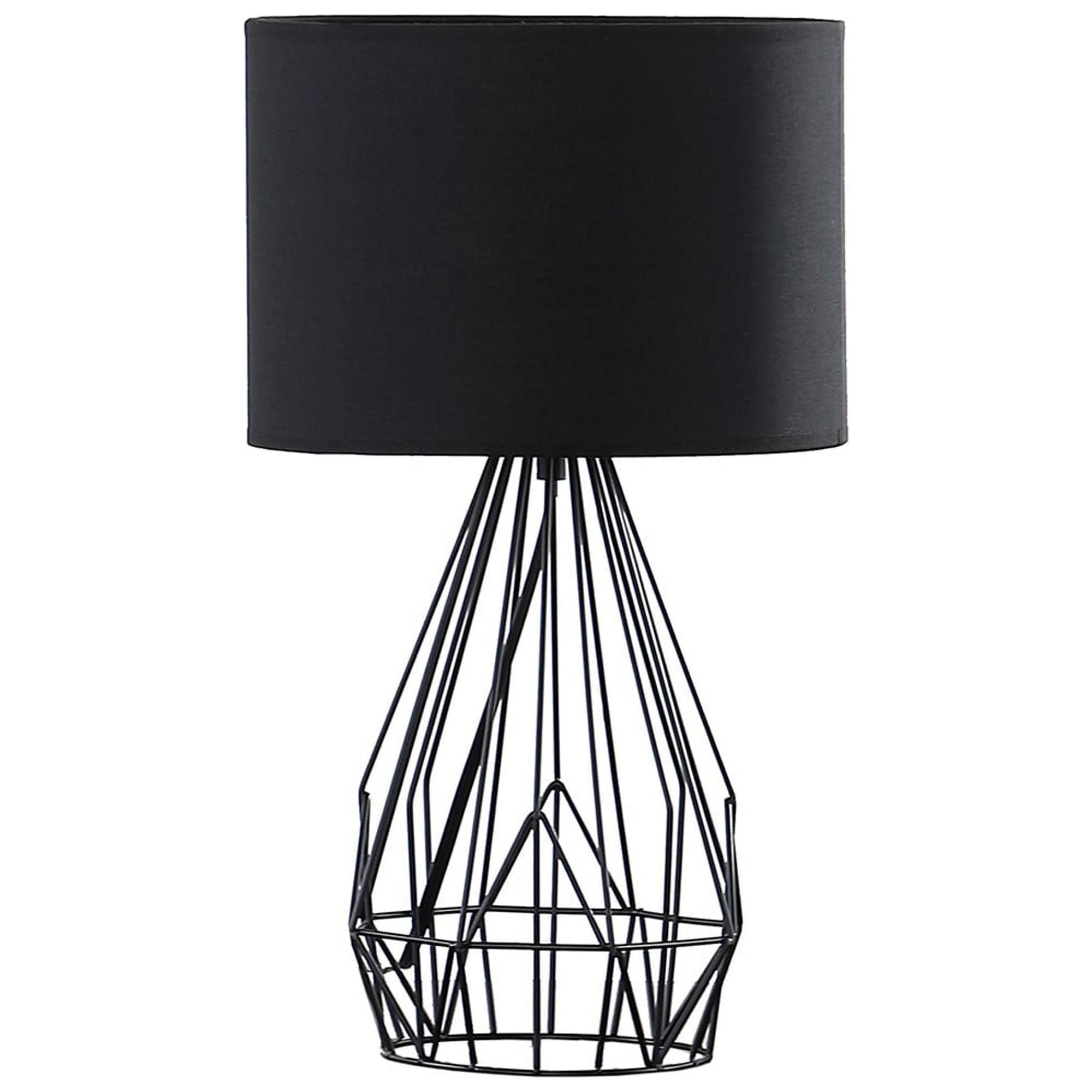18 in. Asymmetric Cage Metal Table Lamp, Black