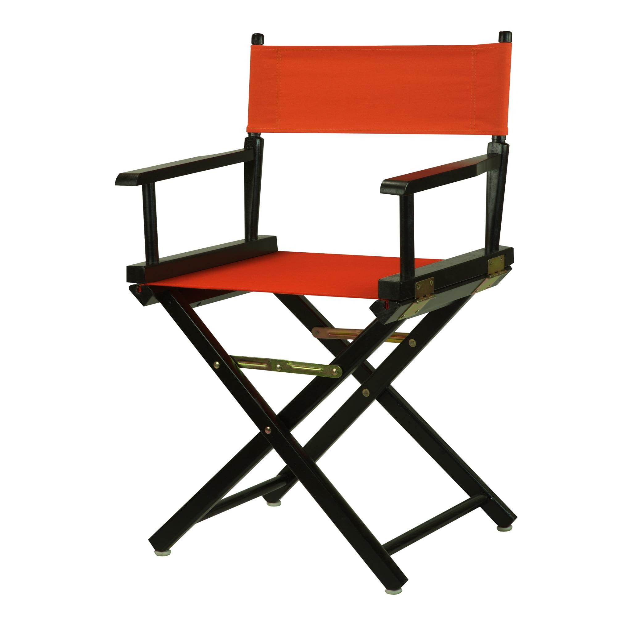 Portable Black Frame Director's Chair with Orange Canvas, 18"