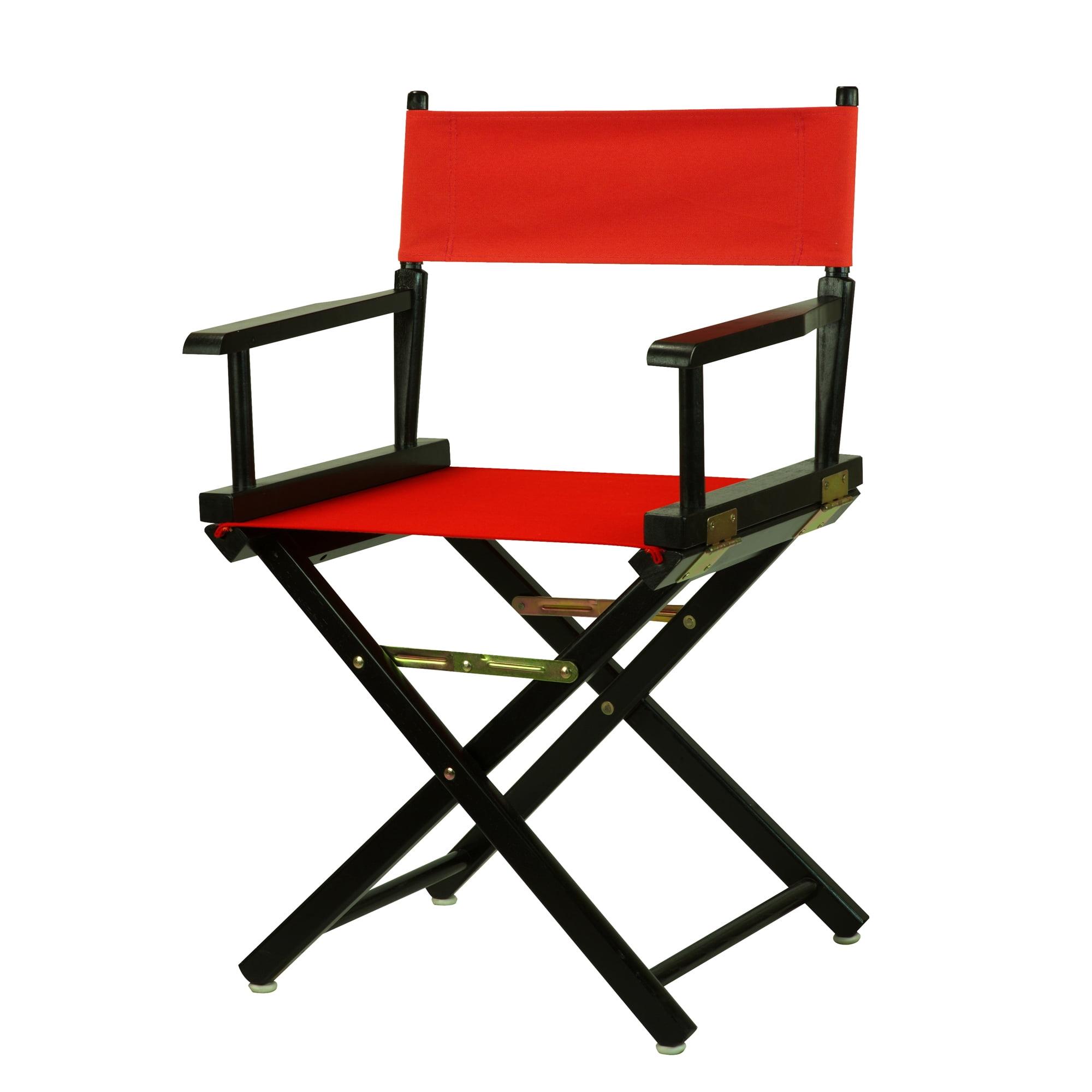 18" Black Frame Red Canvas Foldable Director's Chair