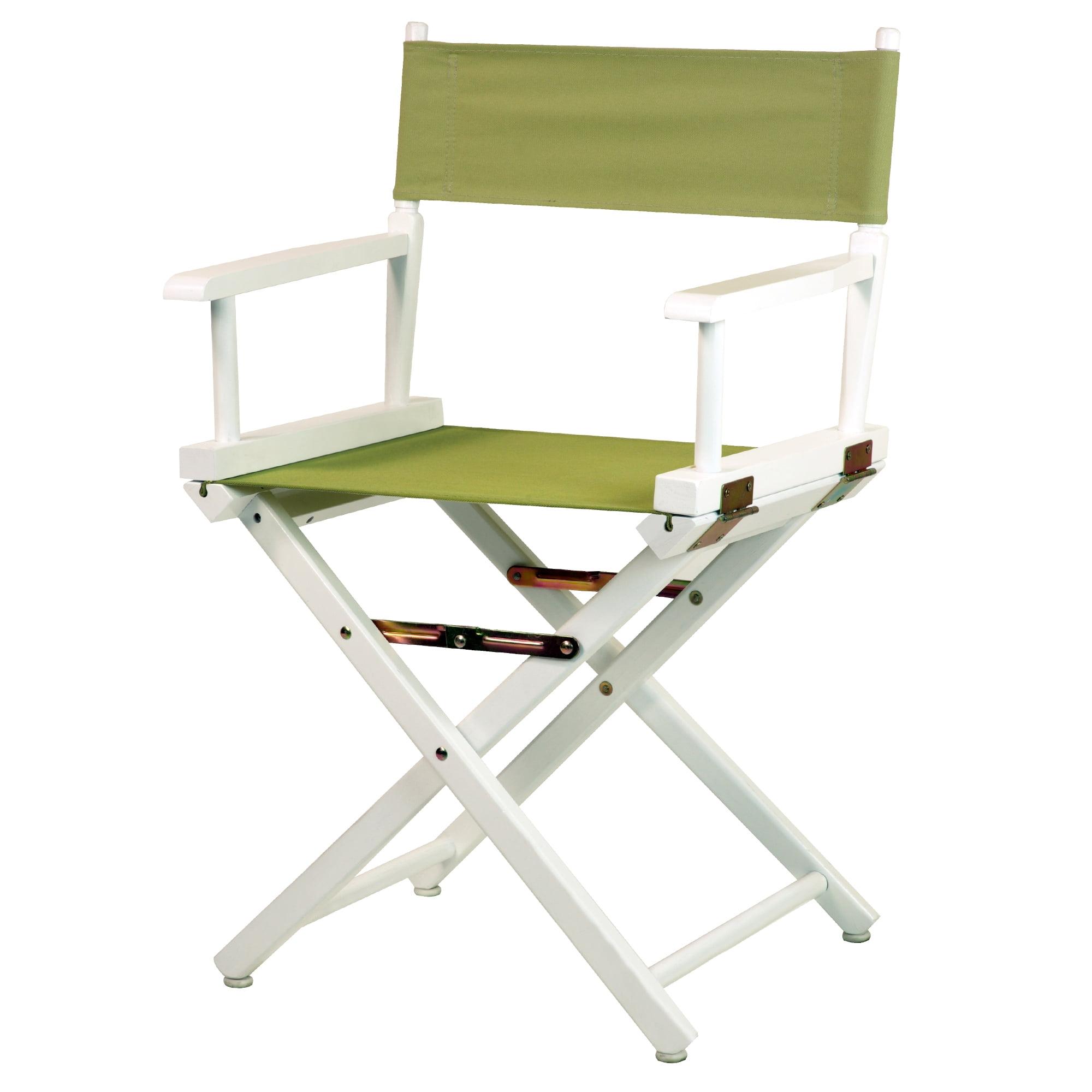 Classic White and Olive Foldable Director's Chair in Solid Wood