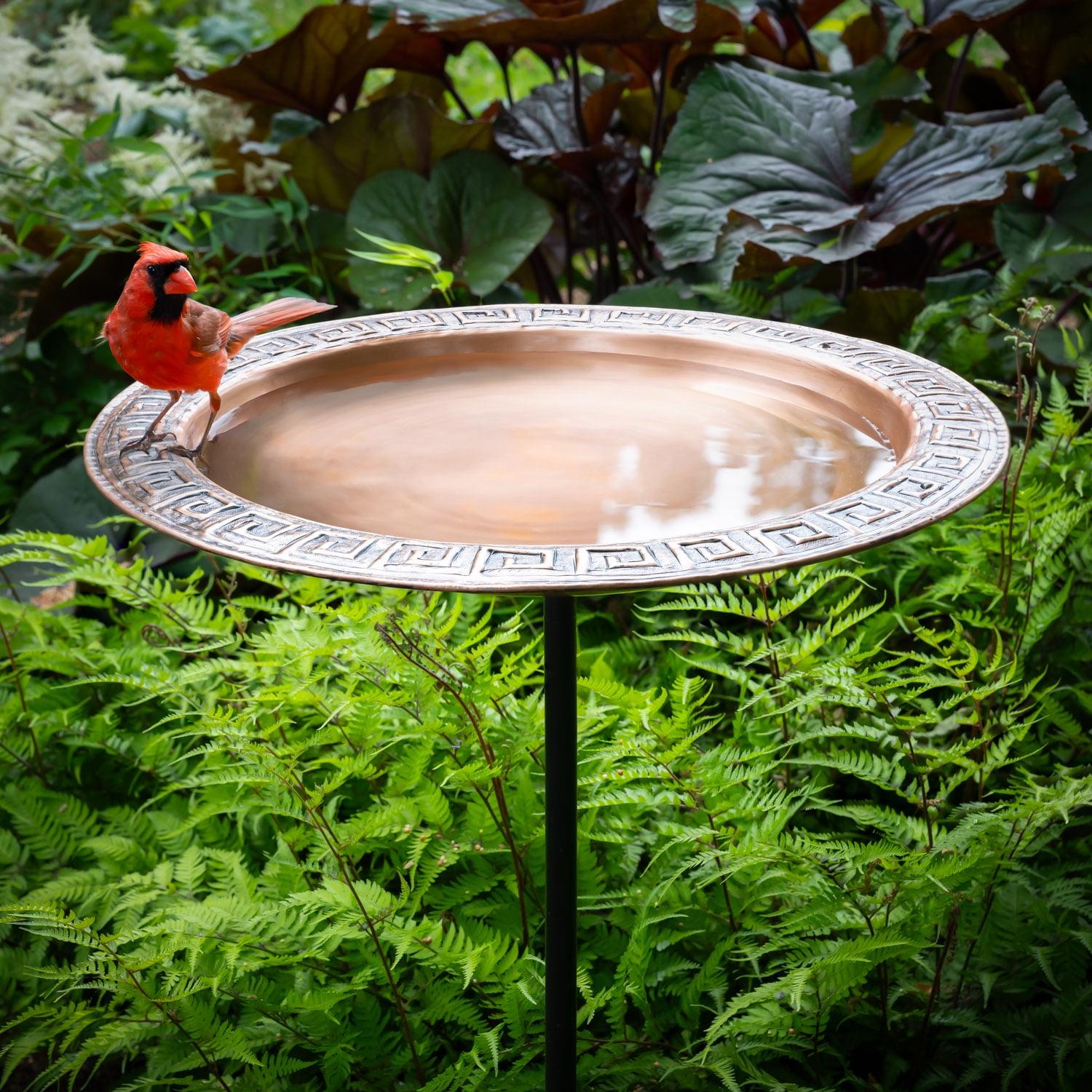 Greek-Inspired Copper Birdbath with Garden Pole, 16"