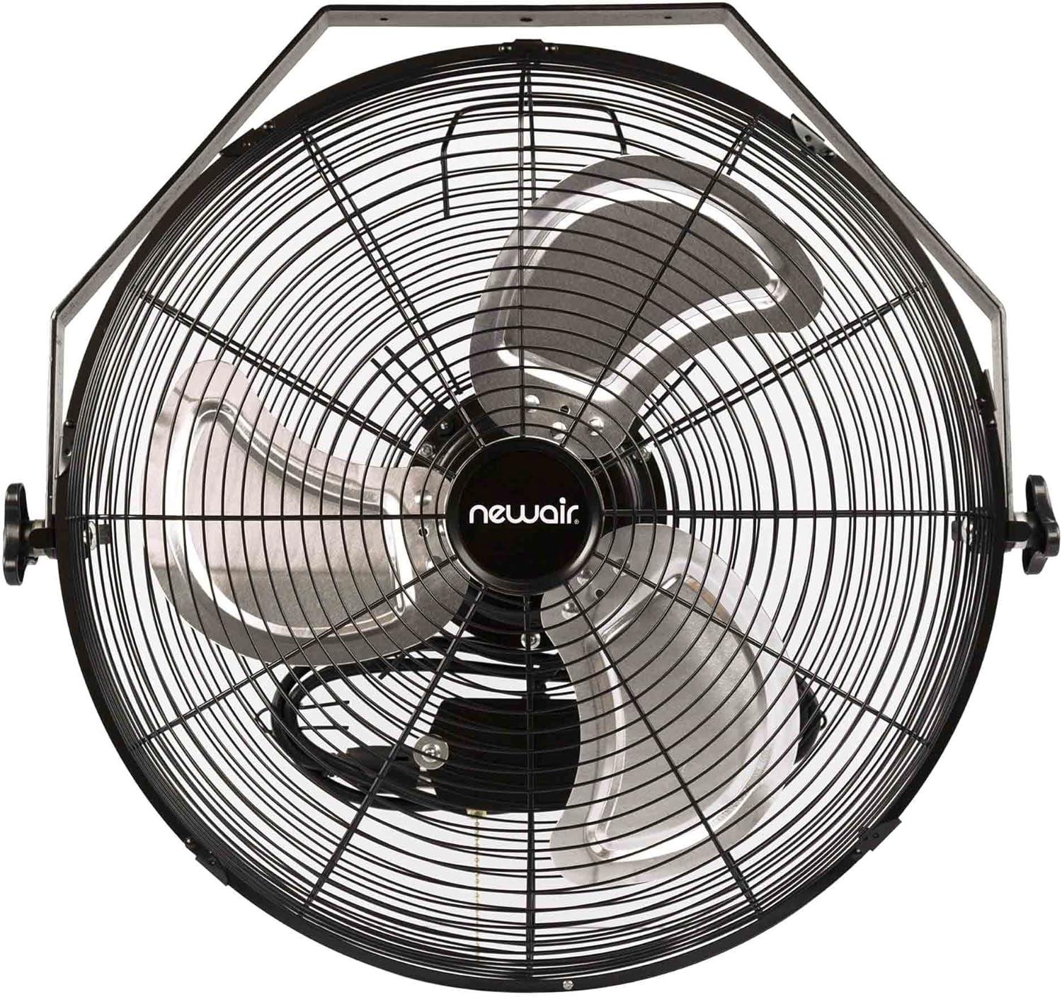 Newair Newair 18" High Velocity Wall Mount Fan, Heavy Duty Outdoor Fan, Adjustable Tilt and 3 Speeds up to 4012 CFM, Pull Chain Switch