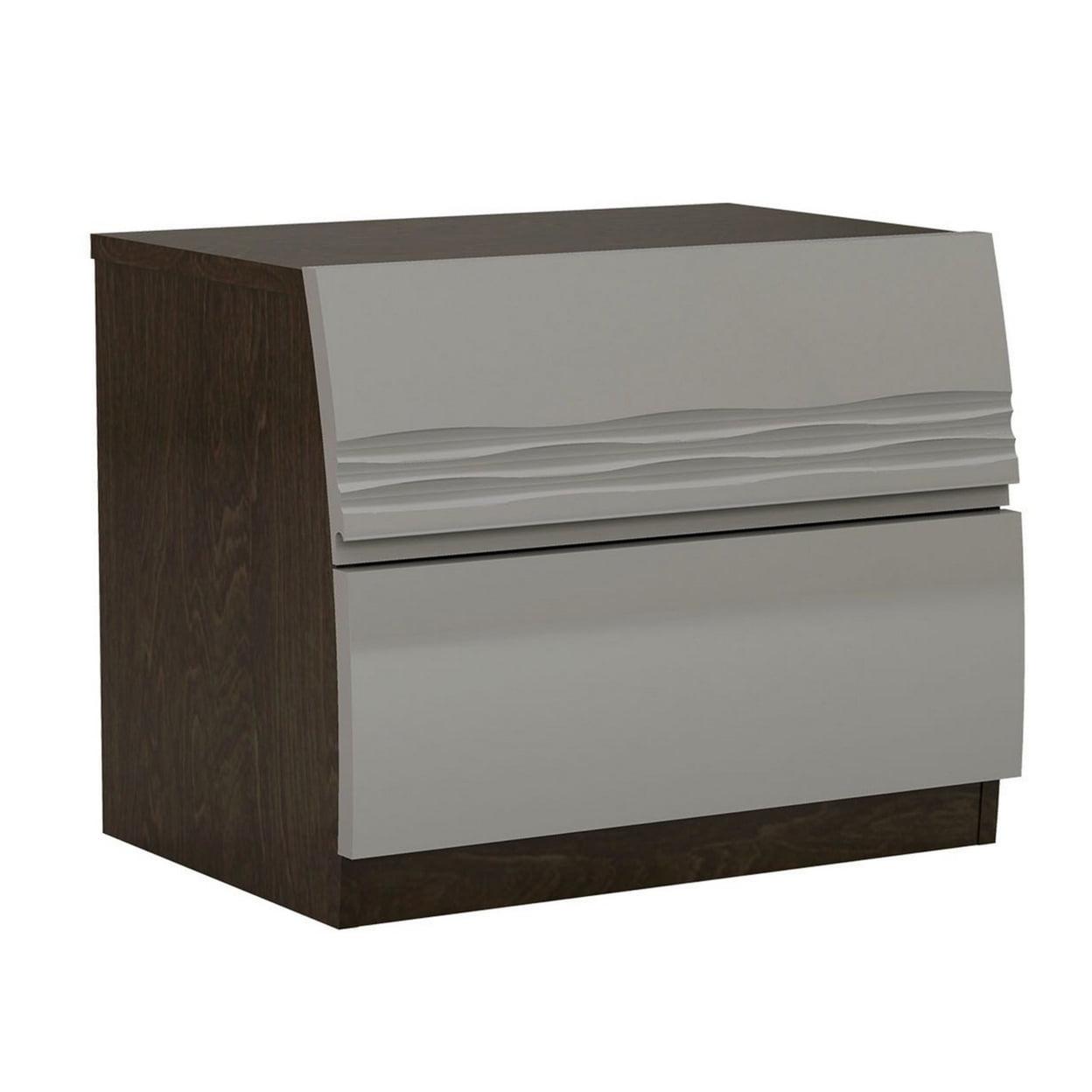 Saltoro Sherpi Contemporary Two-Tone Nightstand with Dual Drawers