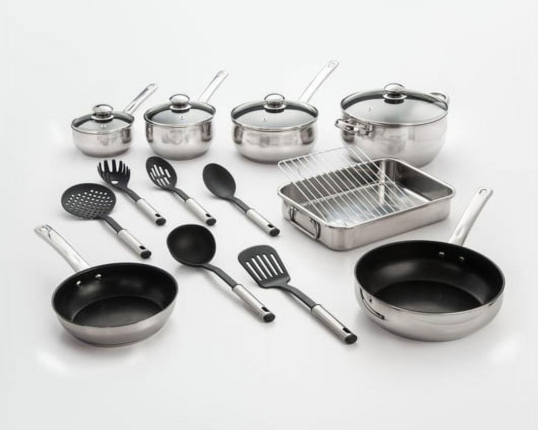 18-Piece Stainless Steel Non-Stick Cookware Set with Glass Lids