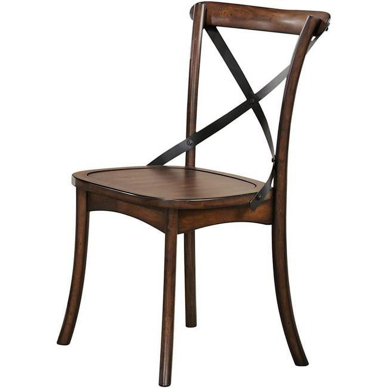 Kaelyn Dark Oak & Black Wood Side Chair with X-Shaped Metal Accent, Set of 2