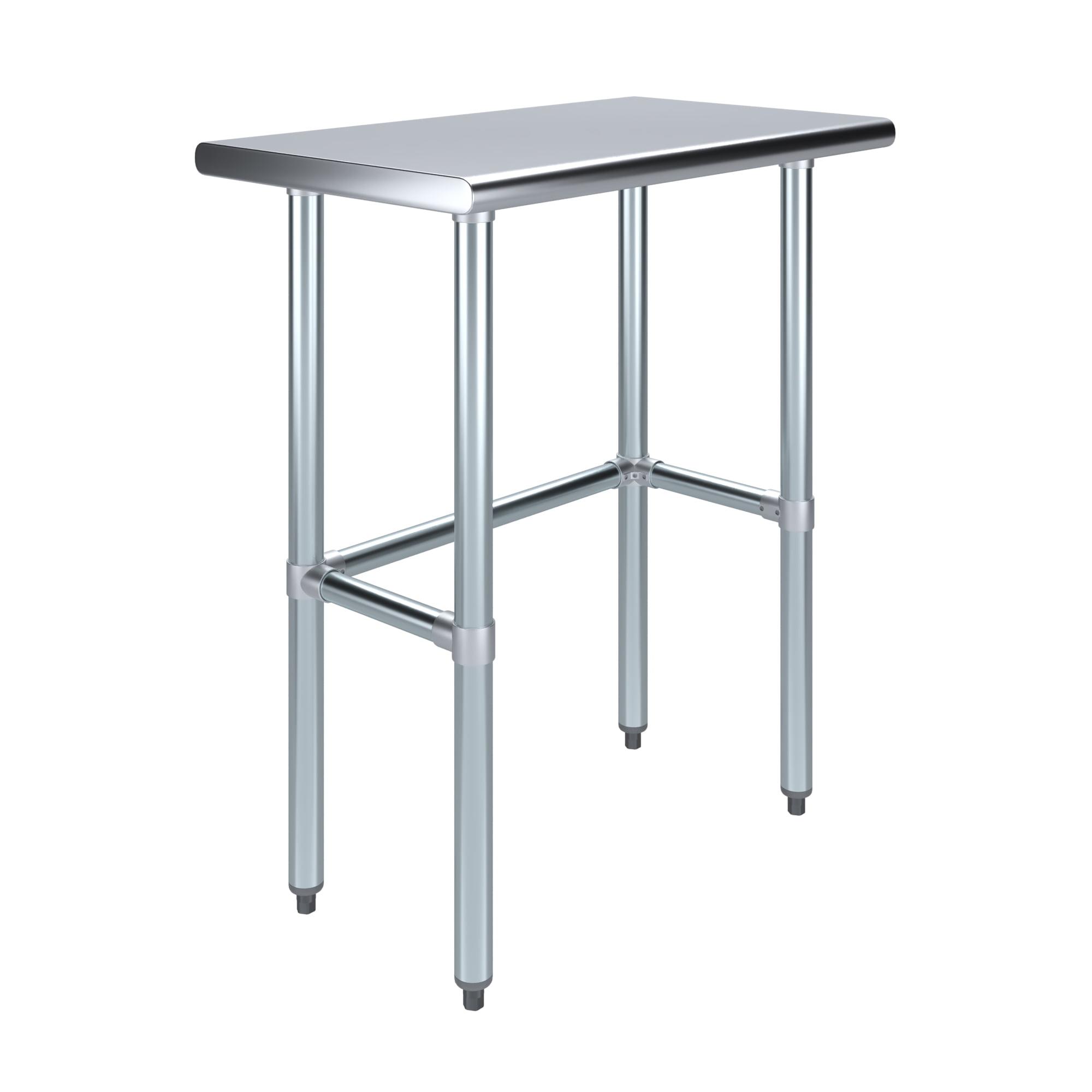 AmGood 18" Long x 30" Deep Stainless-Steel Work Table Open Base, Workstation, Metal Work Bench