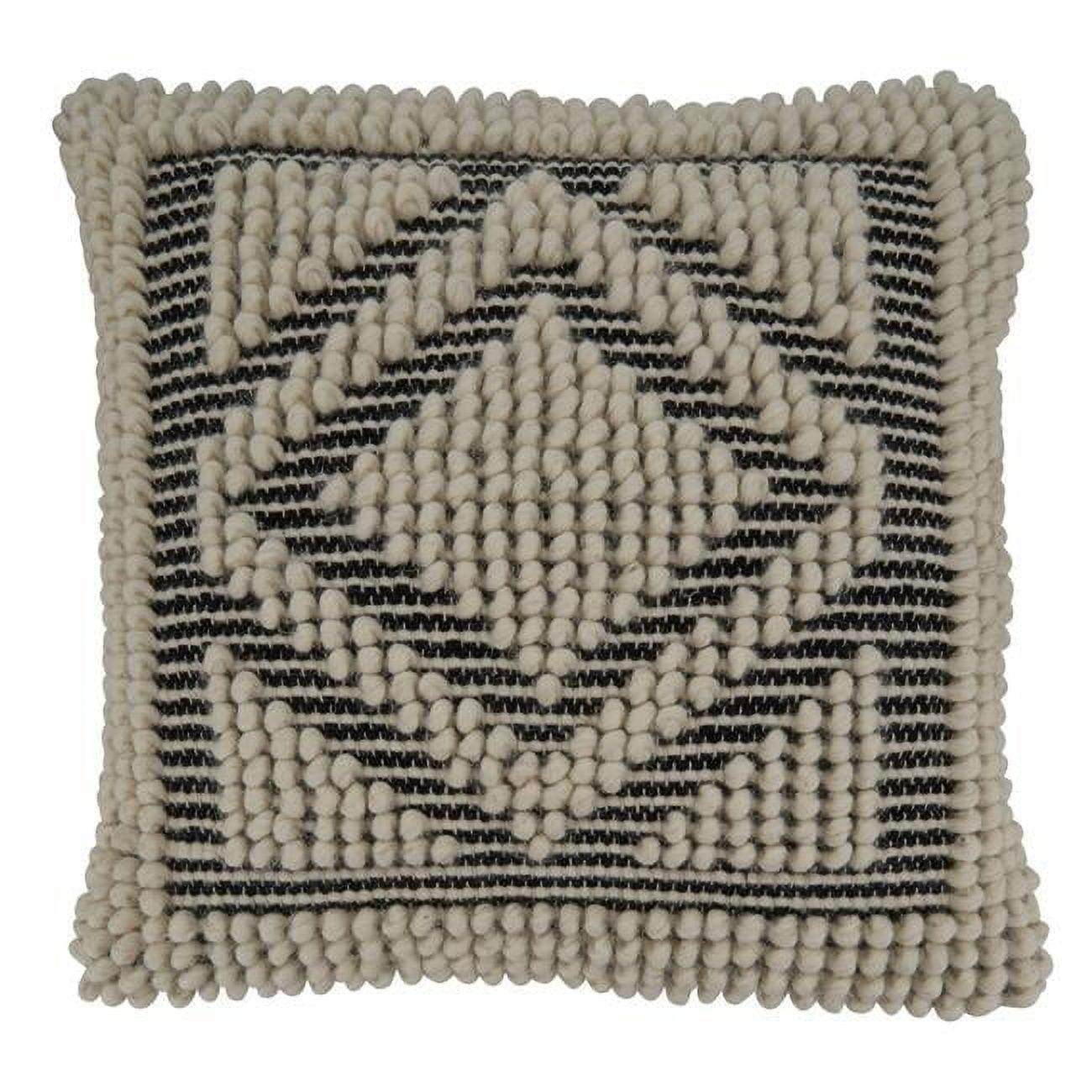 18" Black and White Diamond Woven Square Pillow