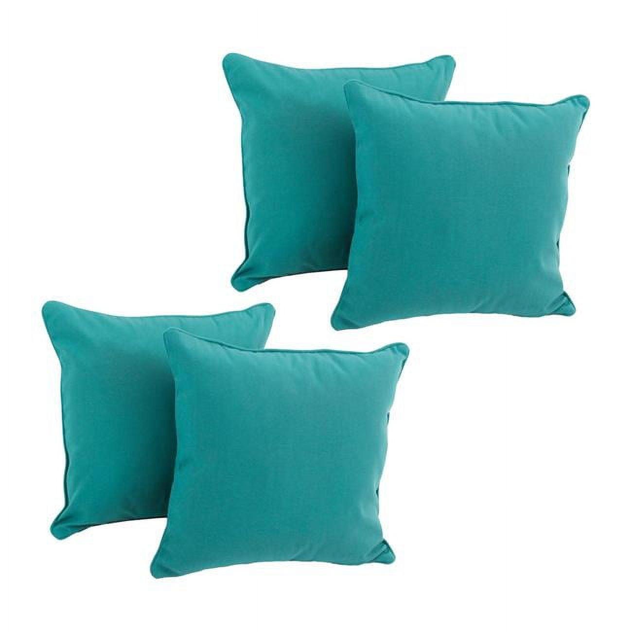 18-inch Aqua Blue Twill Square Throw Pillows with Inserts, Set of 4