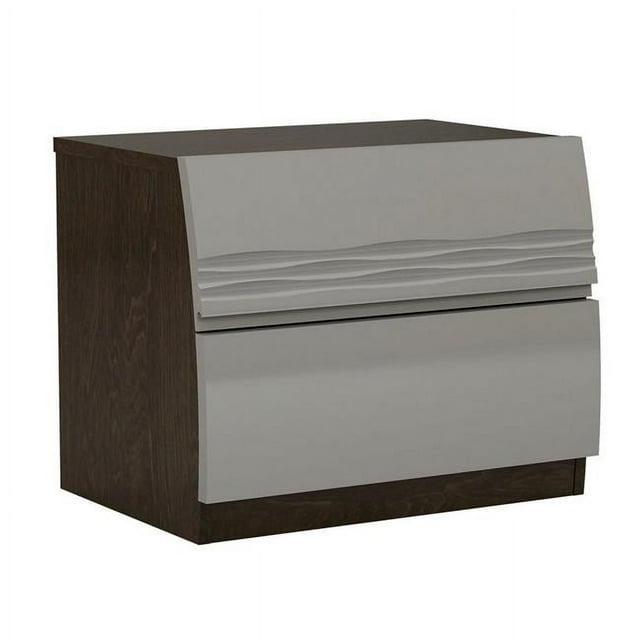 18 in. Dual Tone Wooden Nightstand with 2 Drawers, Light Gray & Brown