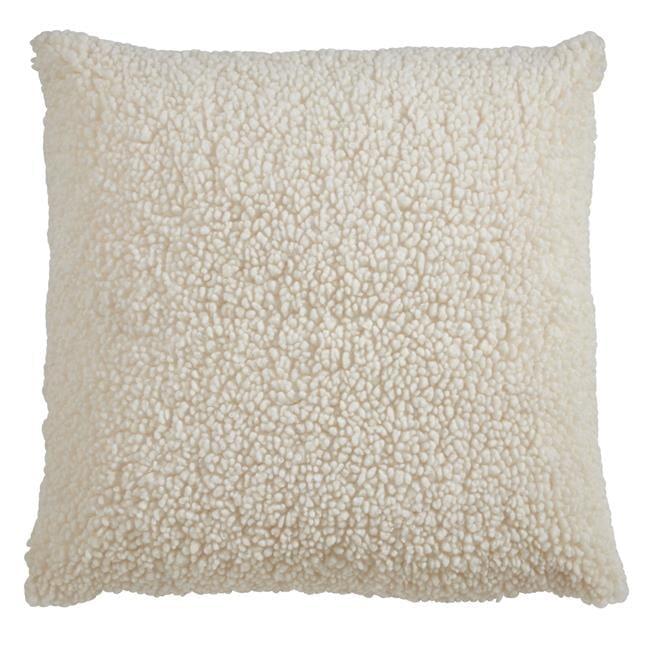 18"x18" Faux Fur Poly Filled Throw Pillow Ivory - Saro Lifestyle: Contemporary Square Cushion for Couch, Zipper Closure