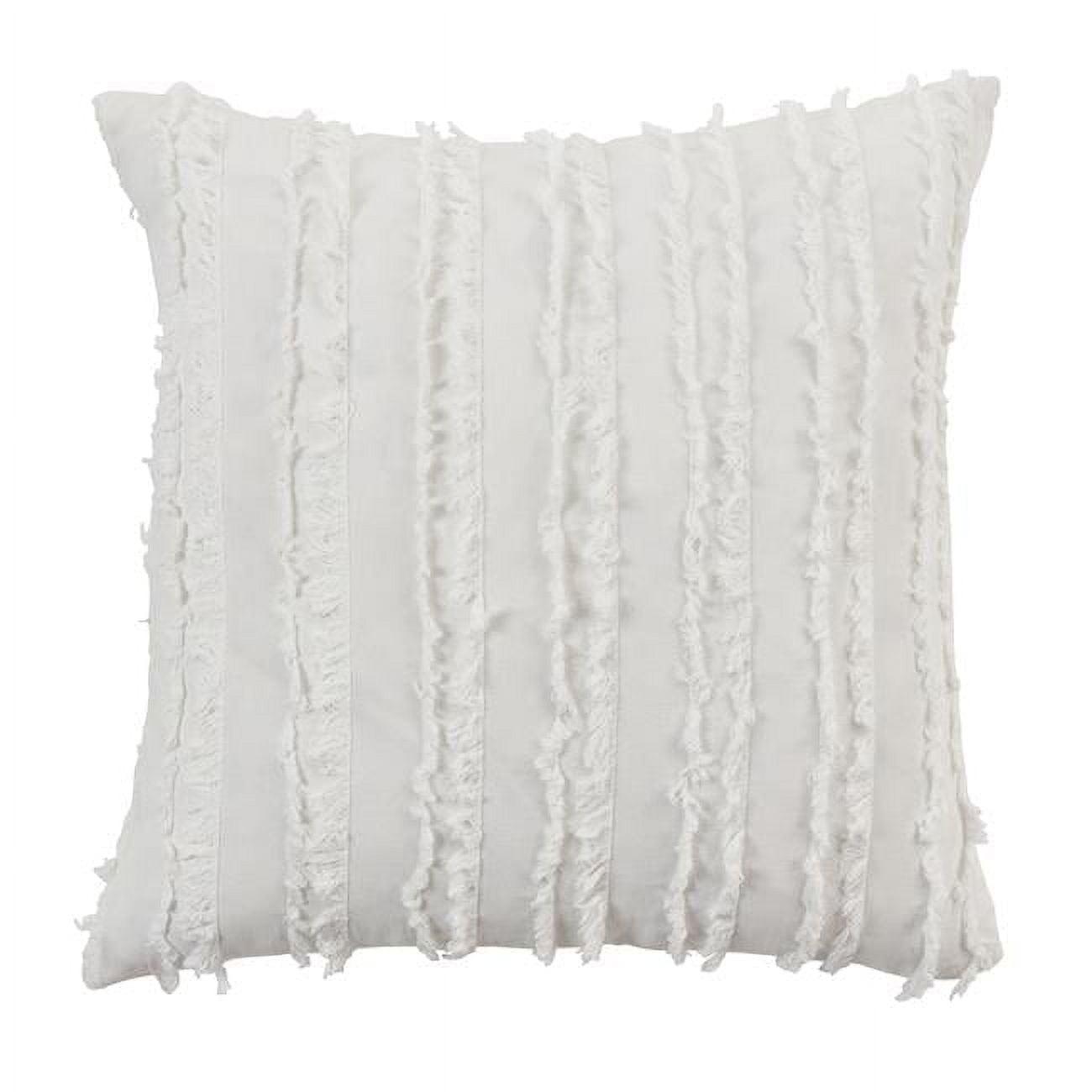 Saro Isla Collection Fringed Cotton Blend Throw Pillow